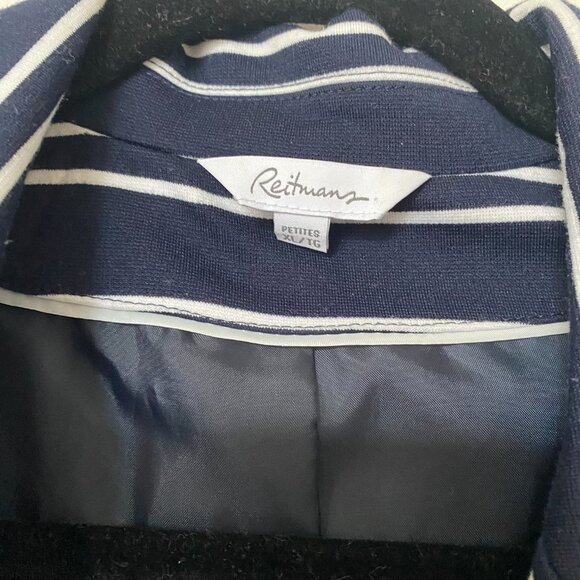 REITMANS Navy and White Dress/Casual Jacket Blazer Fully Lined Tailored Sz XL/p - Picture 4 of 5